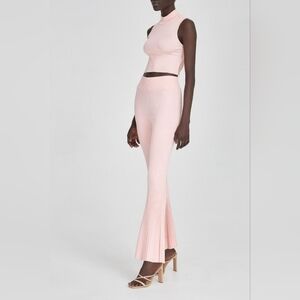 NWT Significant Other Womens Belle Knit Ribbed Flare Stretch Pink Pants Size 4